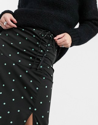 Wednesday's Girl midaxi skirt with front split in scattered spot co-ord
