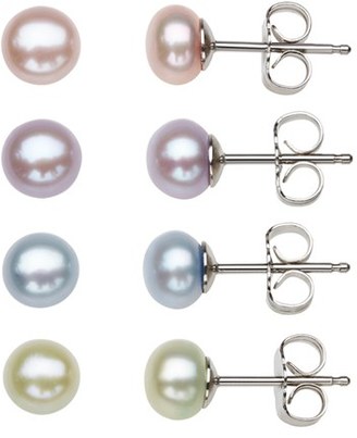 Honora Girl's Freshwater Pearl Stud Earrings (Set Of 4)