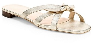 Loeffler Randall Eveline Knotted Metallic Leather Flat Sandals