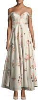 Thumbnail for your product : Co Off-the-Shoulder Bustier Floral-Jacquard Tea-Length Cocktail Dress