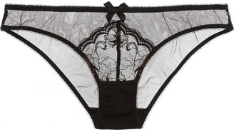 L'Agent by Agent Provocateur Saskiia Stretch-Tulle and Metallic Lace Briefs