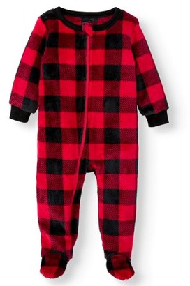 red and black plaid baby pajamas