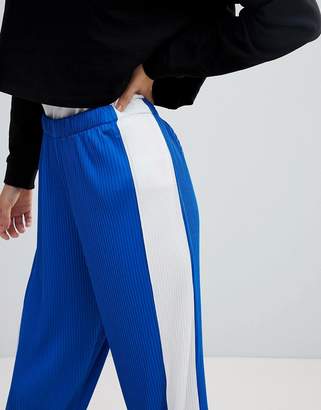 ASOS Design Pleated Plisse Joggers with Side Stripe