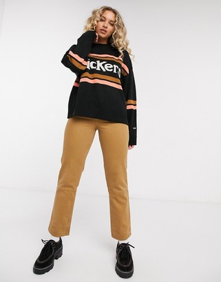Kickers relaxed knitted sweater with logo and striped front