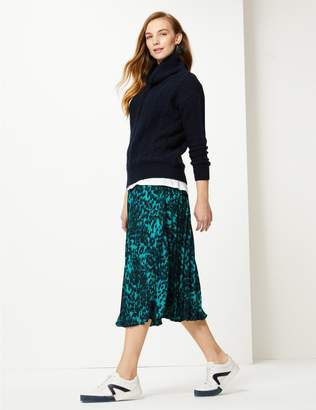 Marks and Spencer Animal Print Pleated Midi Skirt