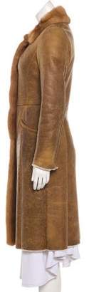 Prada Leather Fur-Trimmed Coat