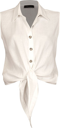 RIVUS - Persis Front Tie Sleeveless Shirt