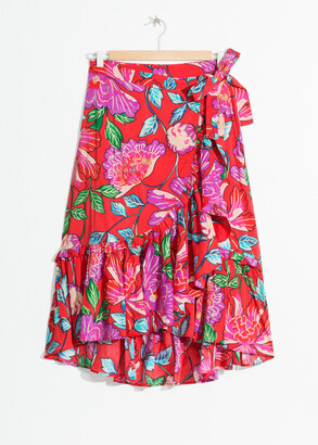 And other stories Floral Ruffle Midi Skirt