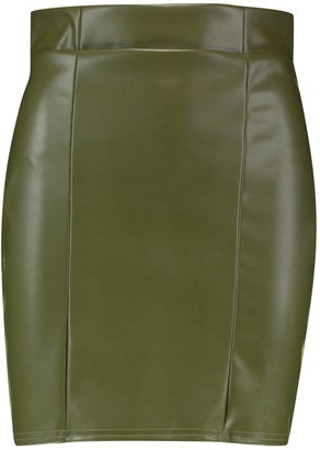 boohoo Leather Look Seam Front Mini Skirt