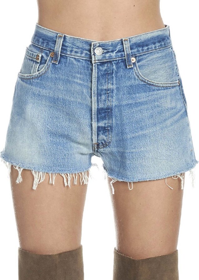RE/DONE High-Waisted Frayed Hem Shorts