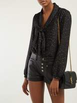 Thumbnail for your product : Saint Laurent Fil Coupe Pussy Bow Silk Blend Blouse - Womens - Black Gold