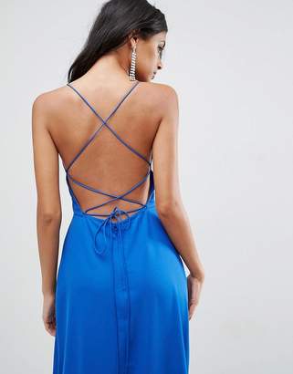ASOS DESIGN Deep Plunge Tie Back Cami Maxi Dress