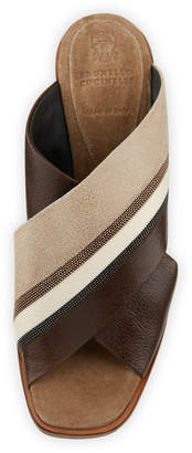 Brunello Cucinelli Colorblock Crisscross Sandals