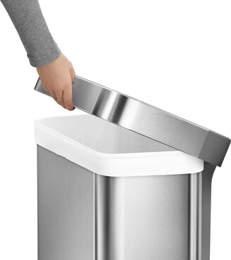 Simplehuman 45l Rectangular Step Trash Can With Liner Pocket Brushed  Stainless Steel And Gray Plastic Lid : Target