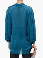 Thumbnail for your product : Alexandre Vauthier Knotted Silk Blouse - Blue