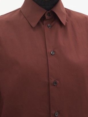 Jil Sander Point-collar Cotton-poplin Shirt - Dark Brown