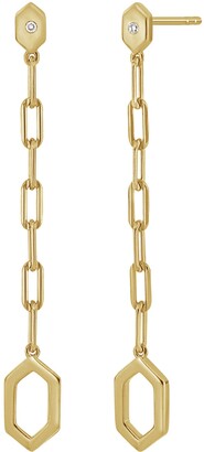 Carrière Jewelry Solteiro 18K Yellow Gold Plated Sterling Silver Diamond Link Drop Earrings - 0.02 ctw