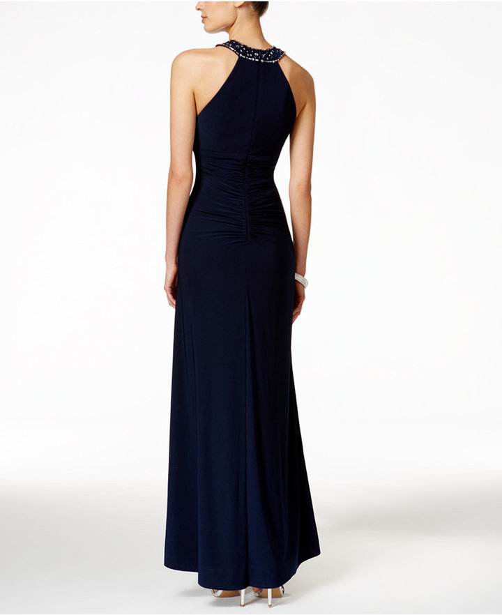 Xscape Evenings X by Beaded Ruched Halter Gown - ShopStyle