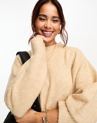 FRAME Women's Oversized Cashmere Crew Sweater, Light Camel Heather, Brown,  Tan, M at  Women's Clothing store