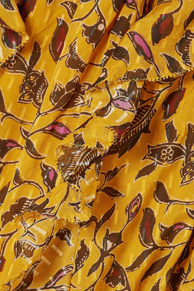 Ulla Johnson Fae Ruffled Floral-print Silk, Cotton And Lurex-blend Skirt