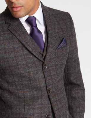 Marks and Spencer Regular Fit Large Check 2 Button Jacket