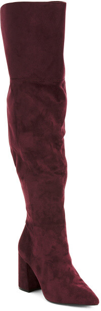 maroon knee high boots