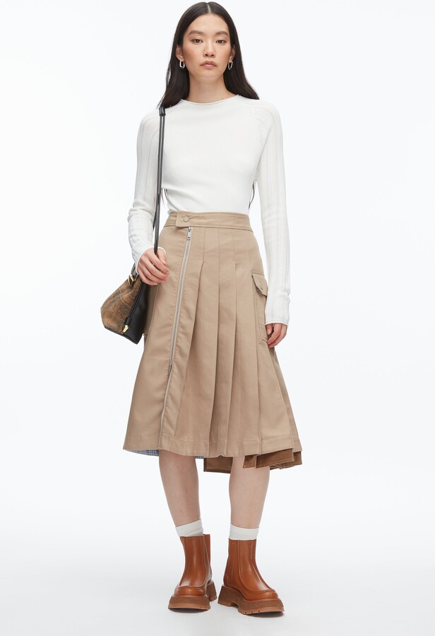 Pleated Zip Utility Skirt in PRALINE MULTI
