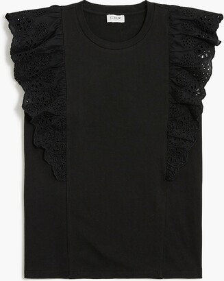j crew ruffle neck eyelet top