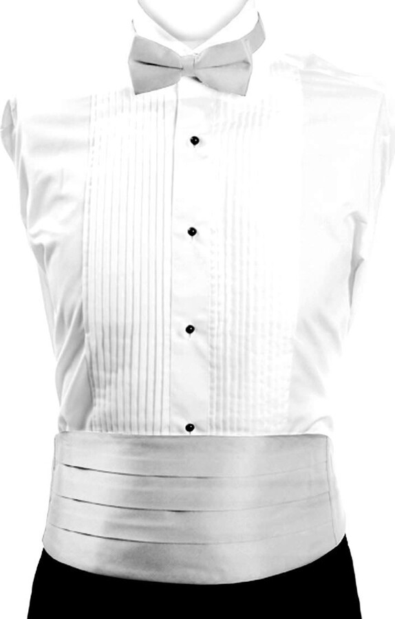 Crazy4Bling Silver Grey Satin Mens Bow Tie and Cummerbund Set for