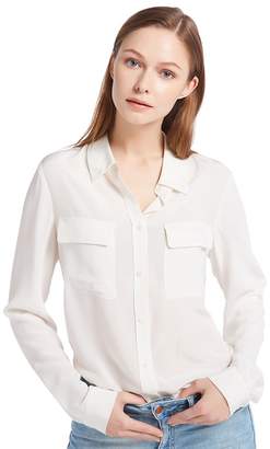 LilySilk Women's Silk Shirt 18 Momme Long Sleeves 100% Pure Silk Blouse Tops M