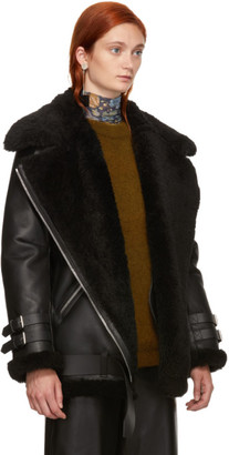 Acne Studios Black Leather and Shearling Velocite Jacket