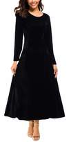 Thumbnail for your product : Urban CoCo Women's Elegant Long Sleeve Ruched Velvet Stretchy Long Dress (L, )