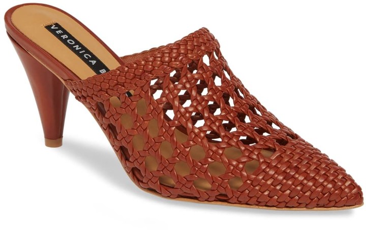 woven pointed toe mules