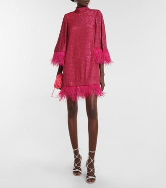 Rebecca Vallance Naomi feather-trimmed sequined minidress