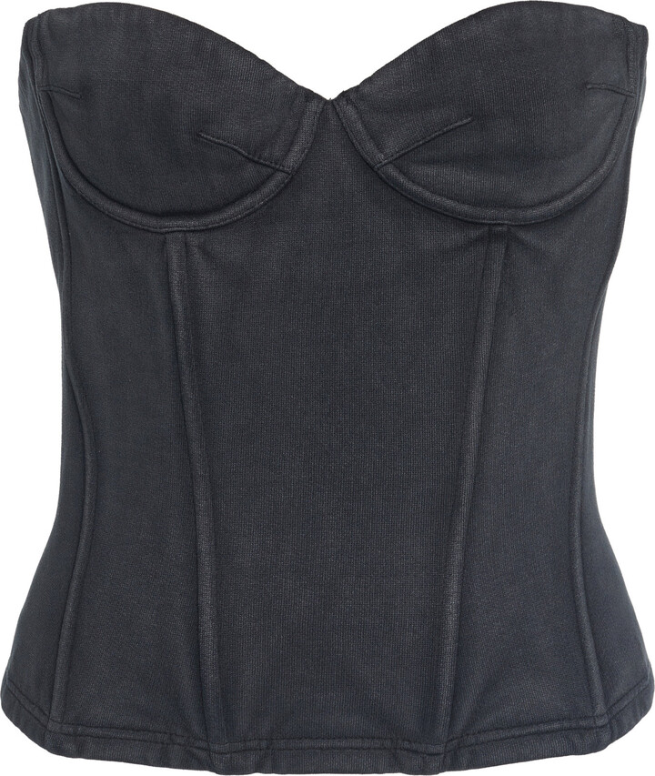 Balenciaga Strapless Washed Cotton Bustier Top - ShopStyle