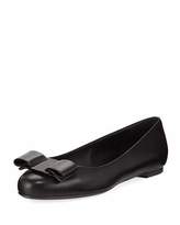Thumbnail for your product : Ferragamo Varina Smooth Leather Ballet Flats with Vara Bow, Nero