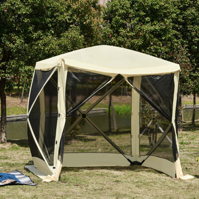 Outsunny Screen Camping Outdoor 7 Ft. W x 7 Ft. D Fiberglass Pop-up Gazebo