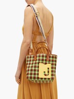 Thumbnail for your product : La DoubleJ Mini Mama Leather-trimmed Checked Canvas Tote Bag - Green Multi