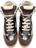 Thumbnail for your product : Maison Martin Margiela 7812 Maison Martin Margiela Pewter & Black Leather Cut Out Sneakers