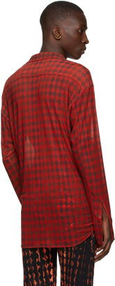 Maximilian Davis Red & Brown Mesh Harlequin Shirt