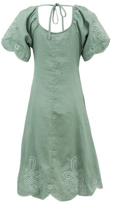 Innika Choo Madonna Phulman Scalloped Linen Dress - Green