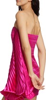 Thumbnail for your product : AMUR Pleated Ruffle Satin Strapless Mini Dress