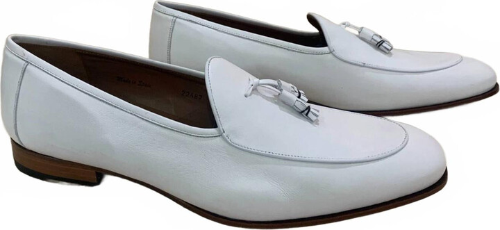 Mezlan Men's Leather Slip On Loafer In White