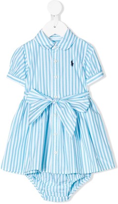 Ralph Lauren Kids Bow Tie Waist Striped Dress