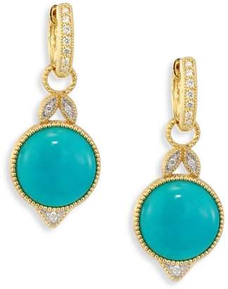 Jude Frances Lisse Diamond, Turquoise & 18K Yellow Gold Round Earring Charms