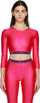 Versace Jeans Couture Pink Shiny Long Sleeve T-Shirt