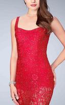 Thumbnail for your product : La Femme Lace Square Mermaid Long Evening Gown with Keyhole Opening 24466