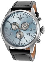 Thumbnail for your product : Swiss Legend Pioneer Chronograph Black Genuine Leather Light Blue Dial