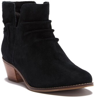 black suede slouch ankle boots
