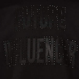 River Island Girls black lace sleeve studded sweatshirt